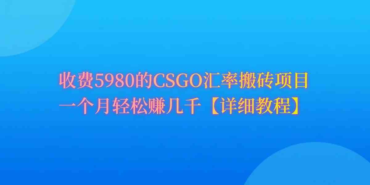 （9776期）CSGO装备搬砖，月综合收益率高达60%，你也可以！-红果网创