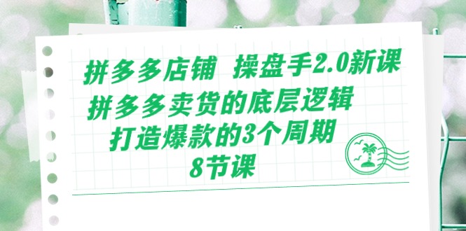 拼多多店铺操盘手2.0新课，拼多多卖货的底层逻辑，打造爆款的3个周期（8节）-红果网创