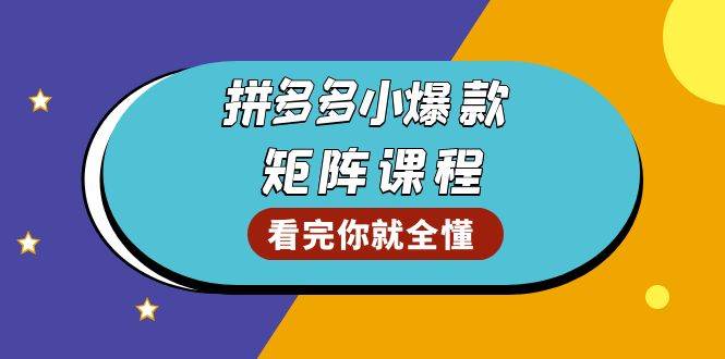 拼多多爆款矩阵课程：教你测出店铺爆款，优化销量，提升GMV，打造爆款群-红果网创