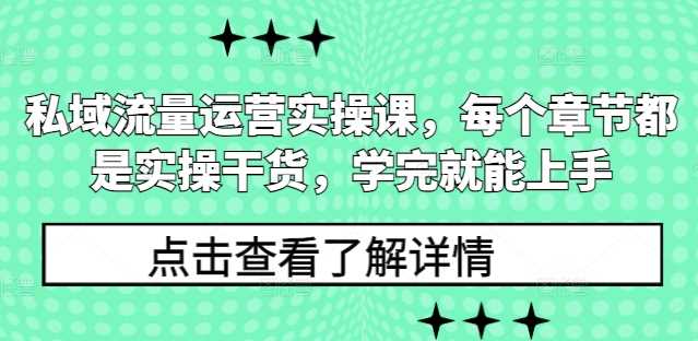 私域流量运营实操课，每个章节都是实操干货，学完就能上手-红果网创